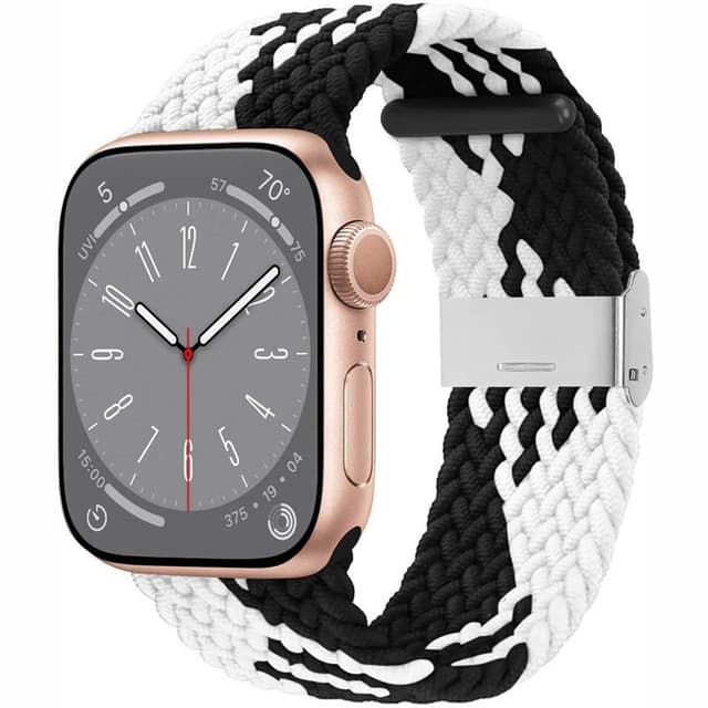 Flettet elastisk armbånd Apple Watch 8 (45mm) - svarthvit
