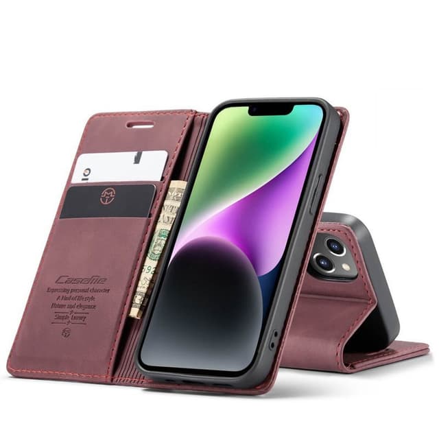 CaseMe Smart Magnet FlipCase Apple iPhone 14 - Vinrød