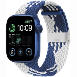 Flettet Elastik Armbånd Apple Watch SE 2022 40mm - Blåhvid