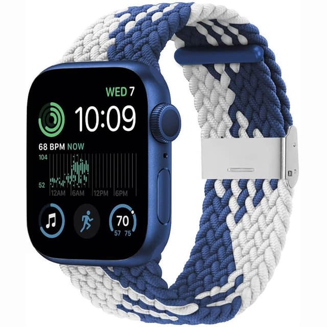 Flettet Elastik Armbånd Apple Watch SE 2022 40mm - Blåhvid
