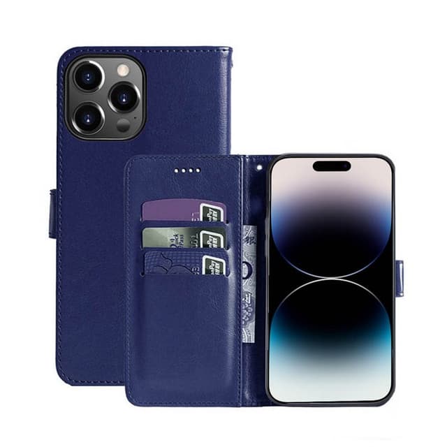 Lompakkokotelo 3-kortti Apple iPhone 14 Pro Max - Tummansininen