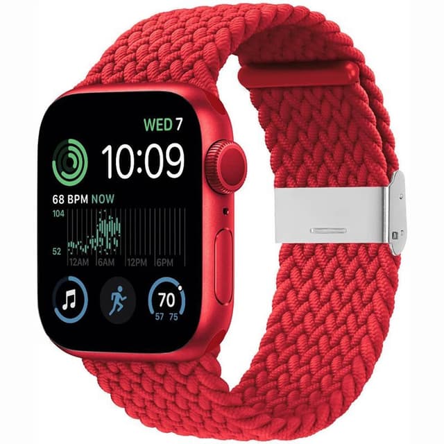 Flettet Elastik Armbånd Apple Watch SE 2022 44mm - Mørkerød