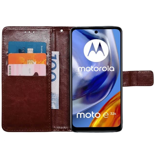 Mobilplånbok 3-kort Motorola Moto E32s - Brun