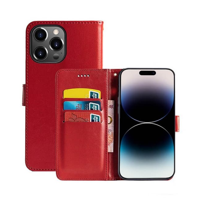 Lompakkokotelo 3-kortti Apple iPhone 14 Pro Max - Punainen