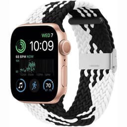 Punottu elastinen rannekoru Apple Watch SE 2022 40mm - Musta/Valkoinen