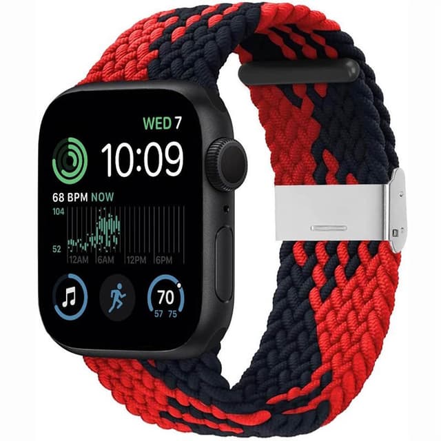 Flettet elastisk armbånd Apple Watch SE 2022 44mm - Rød/Svart