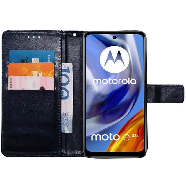 Mobilplånbok 3-kort Motorola Moto E32s - Mörkblå