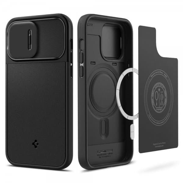 Spigen iPhone 14 Pro Max Cover Optik Armor MagFit Sort