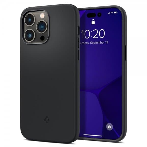 Spigen iPhone 14 Pro Skal Silicone Fit MagFit Svart