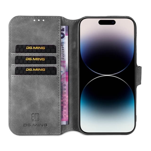 DG-Ming Lommebokdeksel 3-kort Apple iPhone 14 Pro Max - Grå