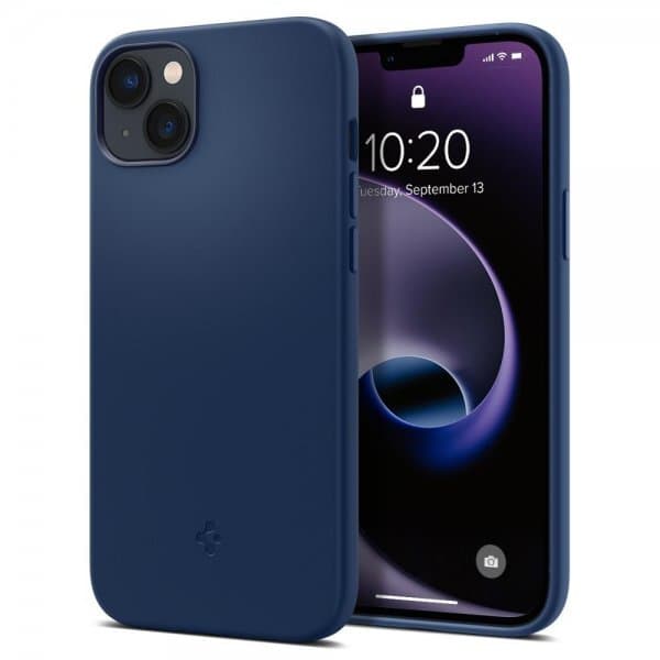 Spigen iPhone 14 Skal Silicone Fit MagFit Navy Blue