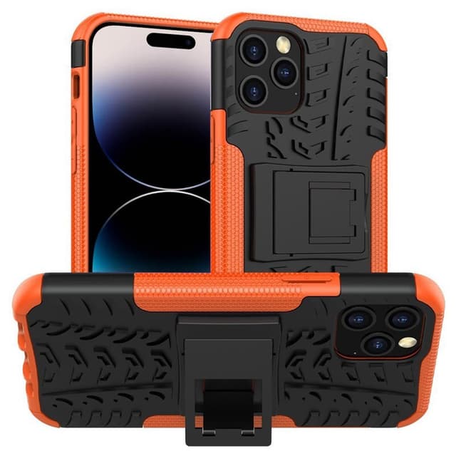 Iskunkestävä kuori jalustalla Apple iPhone 14 Pro Max - Oranssi