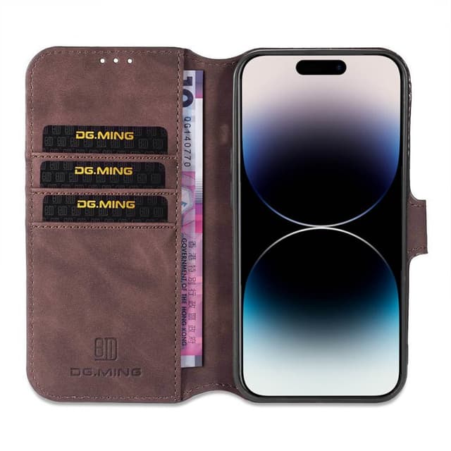 DG-Ming Lommebokdeksel 3-kort Apple iPhone 14 Pro Max - Coffe