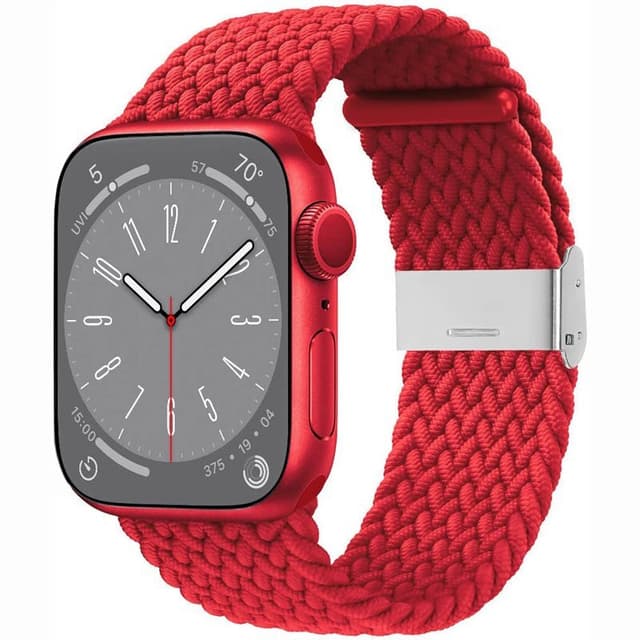 Flettet Elastik Armbånd Apple Watch 8 (41mm) - Mørkerød