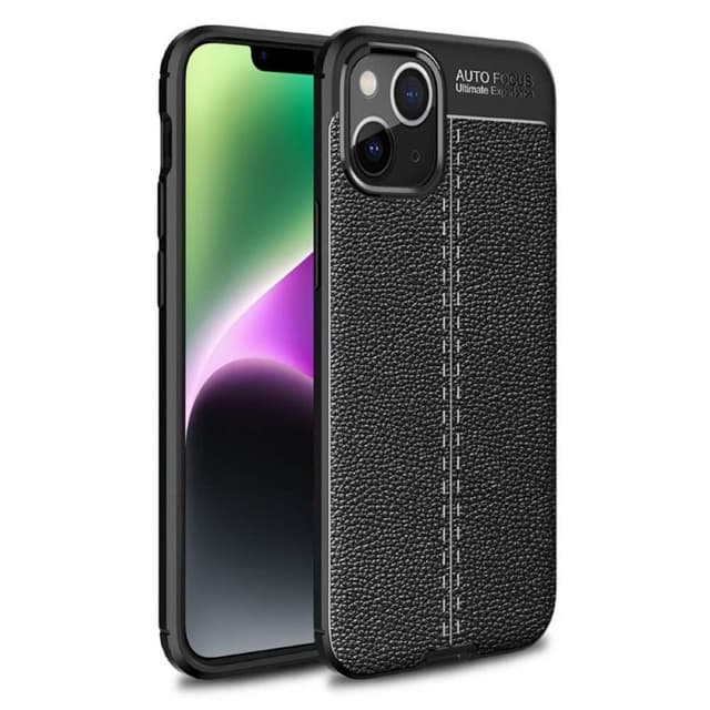 Lædermønstret TPU Cover Apple iPhone 14 Plus - Sort