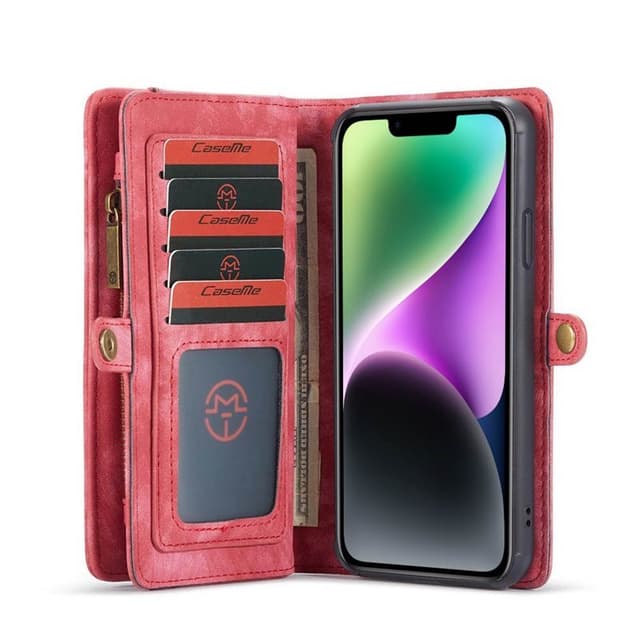 Multiplånbok CaseMe 11-kort Apple iPhone 14 - Röd