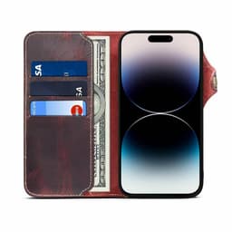 Lompakkokotelo 3-kortti aitoa nahkaa Apple iPhone 14 Pro Max - Härän