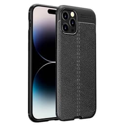 Lædermønstret TPU Cover Apple iPhone 14 Pro - Sort