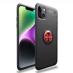 Slim Ring kotelo Apple iPhone 14 - Musta/Punainen