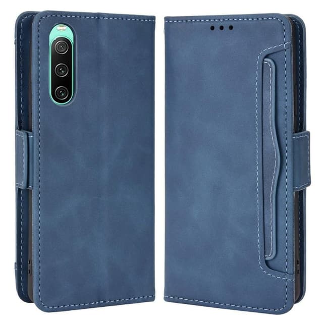 SKALO Sony Xperia 10 IV 6-lokeroa Lompakkokotelo - Sininen