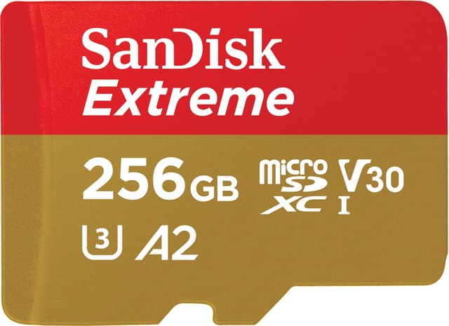 SanDisk Extreme 256 GB microSDXC UHS-I-kort med SD-adapter