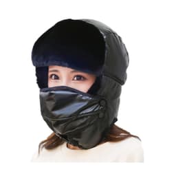 Unisex Winter Trooper Trapper Hat Metsästyskorvaläppä tuulenpitävällä maskilla Musta