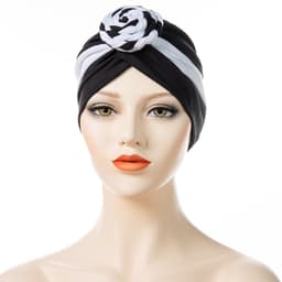 Pre-Tied Knot Bonnet Beanie Hat Bomull/Silke Svart