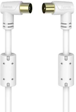 Hama antennekoaksialkabel 90°, 90 dB (1,5 m/hvidt)