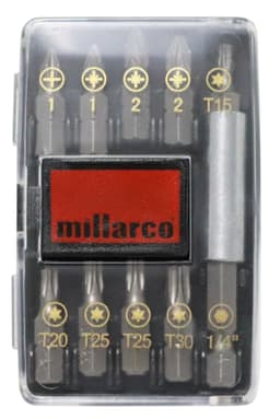 Millarcobitssett S2-stål 10 deler