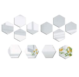 Kuusikulmaiset akryylipeilitarrat 4,6 cm Hopea 12 kpl