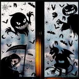 Halloween-tema vinduesmærkater 8 ark Sort