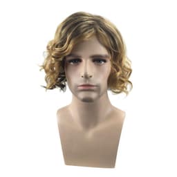Krøllet paryk til mænd Mørkeblond 32 cm