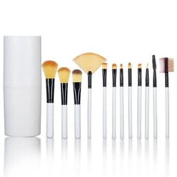 Make-up børster Sæt med opbevaringsboks 13 dele hvid