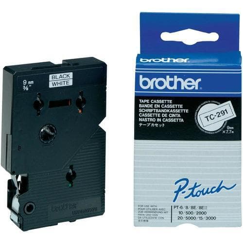 Brother TC tape 9mm sort / hvid