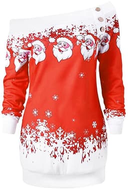 INF Off-shoulder tyk sweater med julemønster - størrelse S, rød