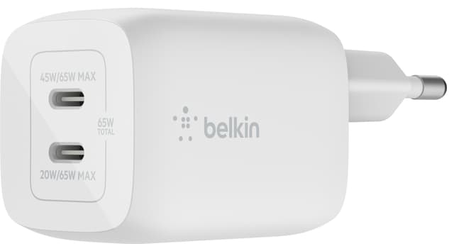 Belkin 65W Dual USB-C-laddare (kabel medföljer)