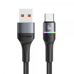 USAMS Kaapeli U76 LED USB-A/USB-C 1.2 m Musta