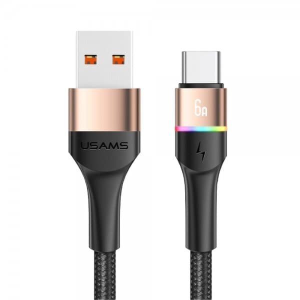 USAMS Kaapeli U76 LED USB-A/USB-C 1.2 m Kulta