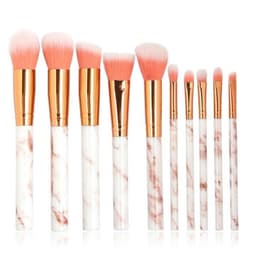 10-Pack professionella & skonsamma sminkborstar - fin design i marmor & roséguld