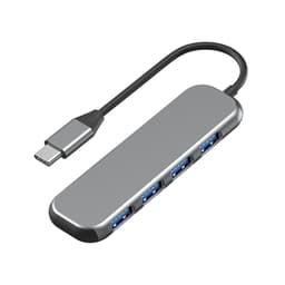 USB Type-C - Usb3.0 -keskitin 4-porttisella USB-sovittimella Hopeanharmaa