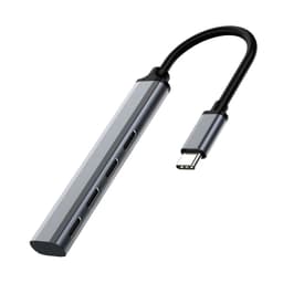 4 Port Usb3.1 til Usb2.0 Hub med Type-C hann til USB 2.0 hunnadapter Sølvgrå