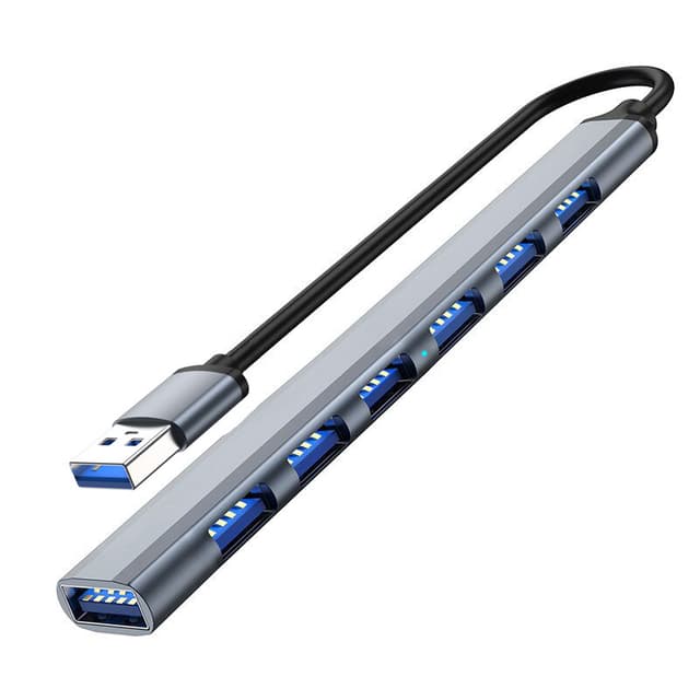 Hub med 7 utganger, USB3.0 til USB2.0/3.0 USB Sølvgrå
