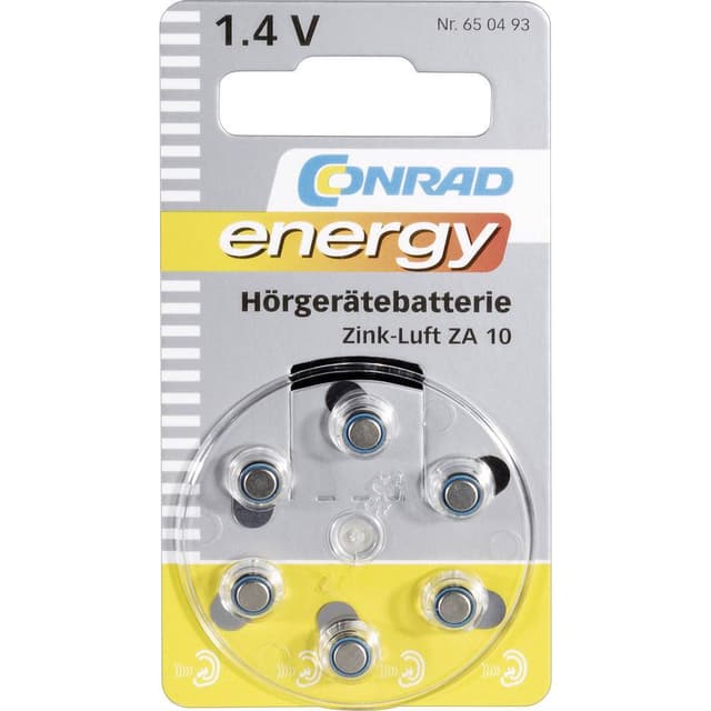 Conrad energy Knappcell ZA 10 Zink-luft 90 mAh 1.4 V 6