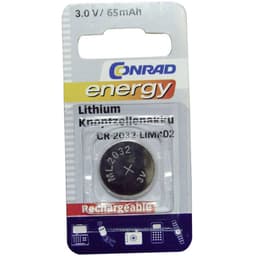 Conrad energy CR2032 Genopladeligt knapcellebatteri ML 2032 Lithium 65 mAh 3 V 1 stk