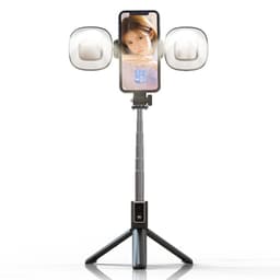 Uttrekkbart Selfie Stick-stativ med avtakbar Fill Light-fjernkontroll Svart