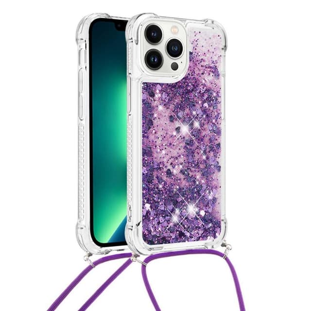 SKALO iPhone 14 Pro Max Kvicksand Glitter Mobilhalsband - Lila
