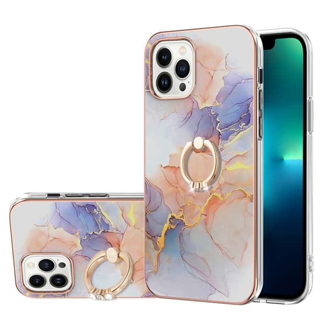 SKALO iPhone 14 Pro Max Marmor TPU Cover med ring - #5