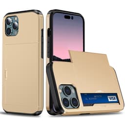 SKALO iPhone 14 Pro Armor Skal Korthållare - Guld