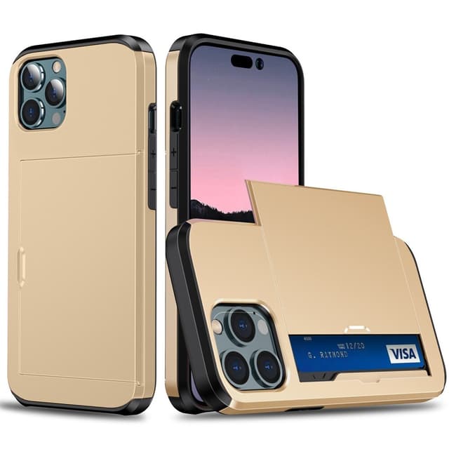 SKALO iPhone 14 Pro Armor Skal Korthållare - Guld