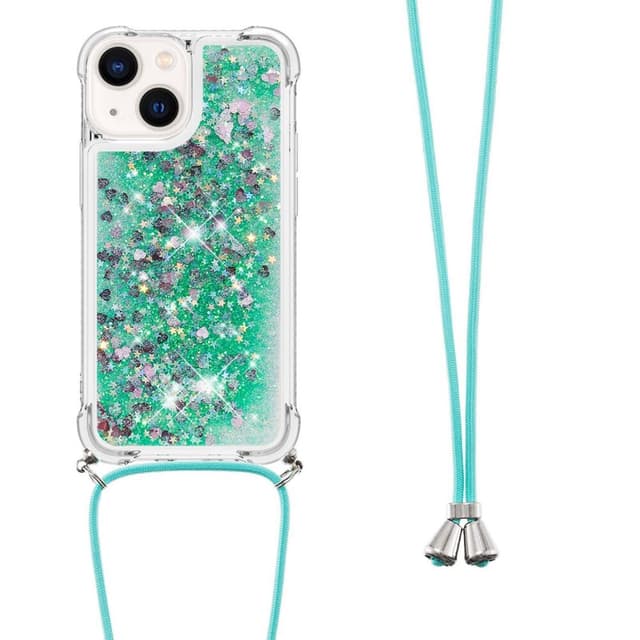 SKALO iPhone 14 Plus Juoksuhiekka Glitter Mobile kaulapanta - Turkoosi